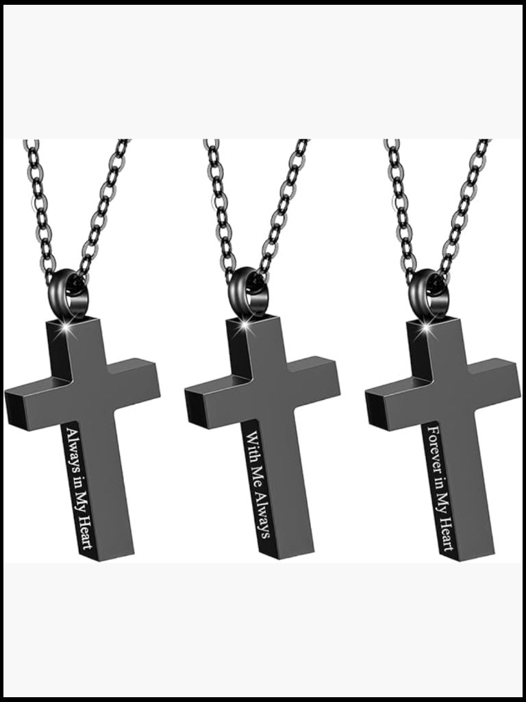 Memorial Cross Urn Necklace Cremation Jewelry Keepsake Pendant Adjustable Chain